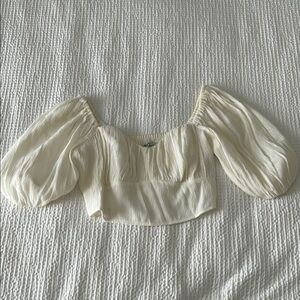Abercrombie Gauze Cream Puff Sleeve Top